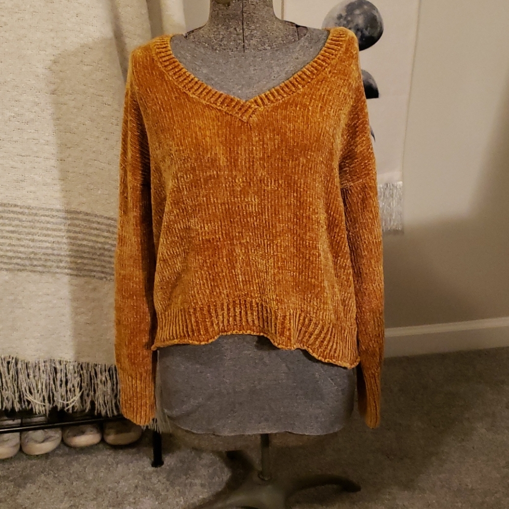 Honey colored v-neck sweater